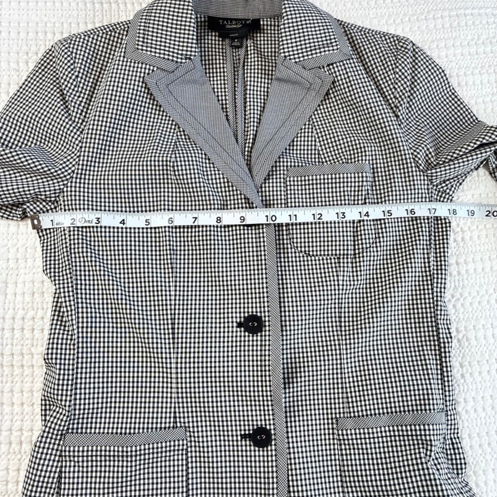 Talbots Blazer Jacket Gingham Black White Size 6 Chic Office Career Teacher - Picture 15 of 15